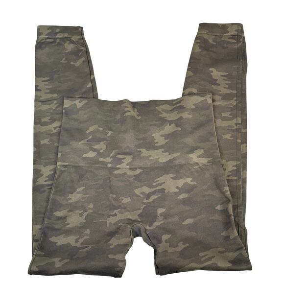 SPANX Seamless Leggings Green Camo Large Look At Me Now High Waisted Pants - Picture 1 of 4